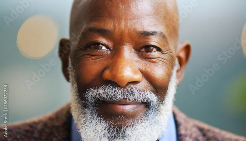 Close Up of African American Senior Wearing Suit and Tie. Generative AI (ID: 786072234)