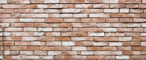 White painted damaged rustic brick wall texture banner panorama