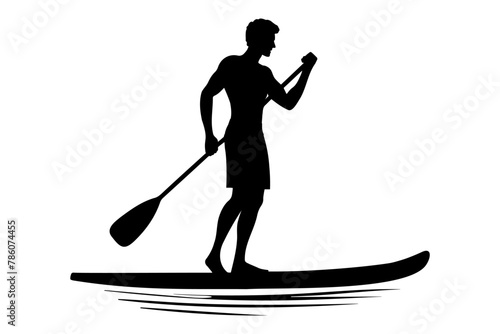 Man Paddle boarder silhouette. Vector illustration