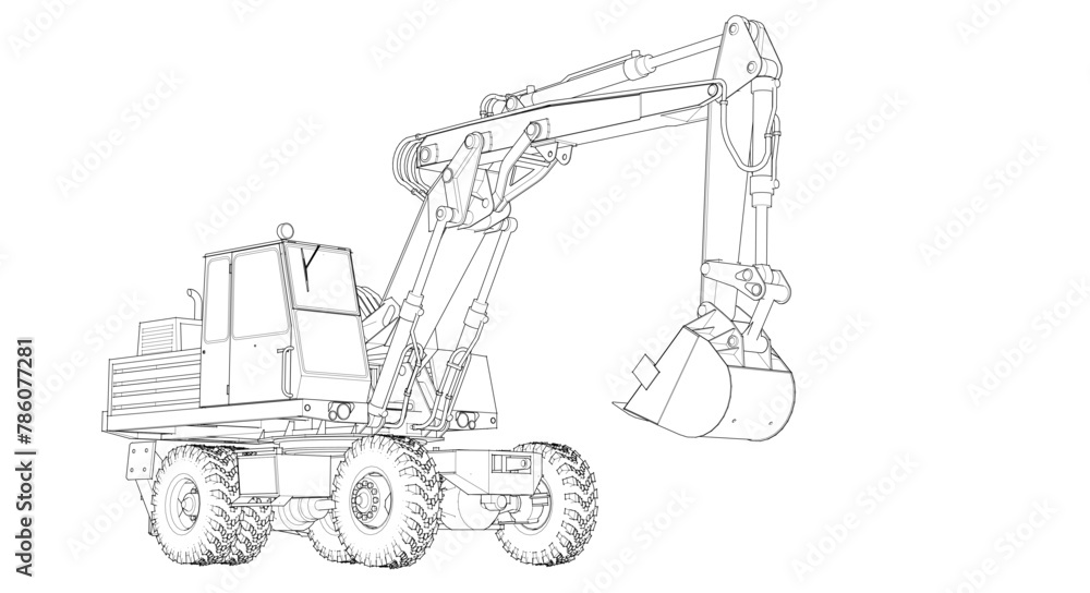 excavator 3d illustration	
