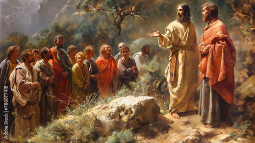 The Temptation in the Wilderness: Amidst the barren wilderness, Jesus confronts the temptations of the evil one with unwavering resolve and unshakeable faith in his Father's will.