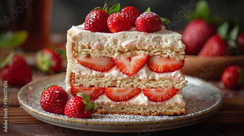 strawberry shortcake on Plate