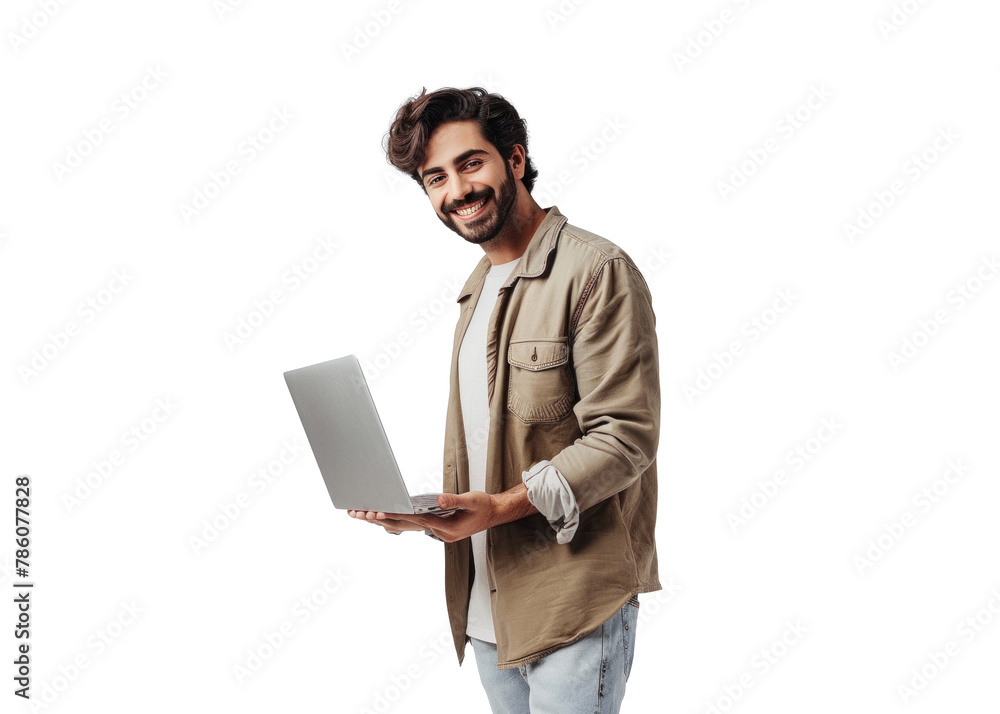 South American Man with Laptop Smiling South American Man with Laptop Smiling