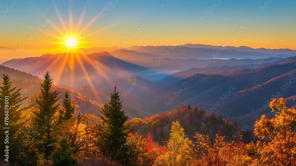 Autumn sunrise in Tennessee's Great Smoky Mountains
