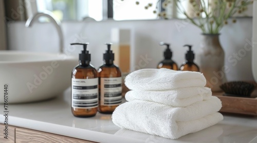 Soothing Skincare Products and Soft Microfiber Towels for Gentle Cleansing and Self Care Routine