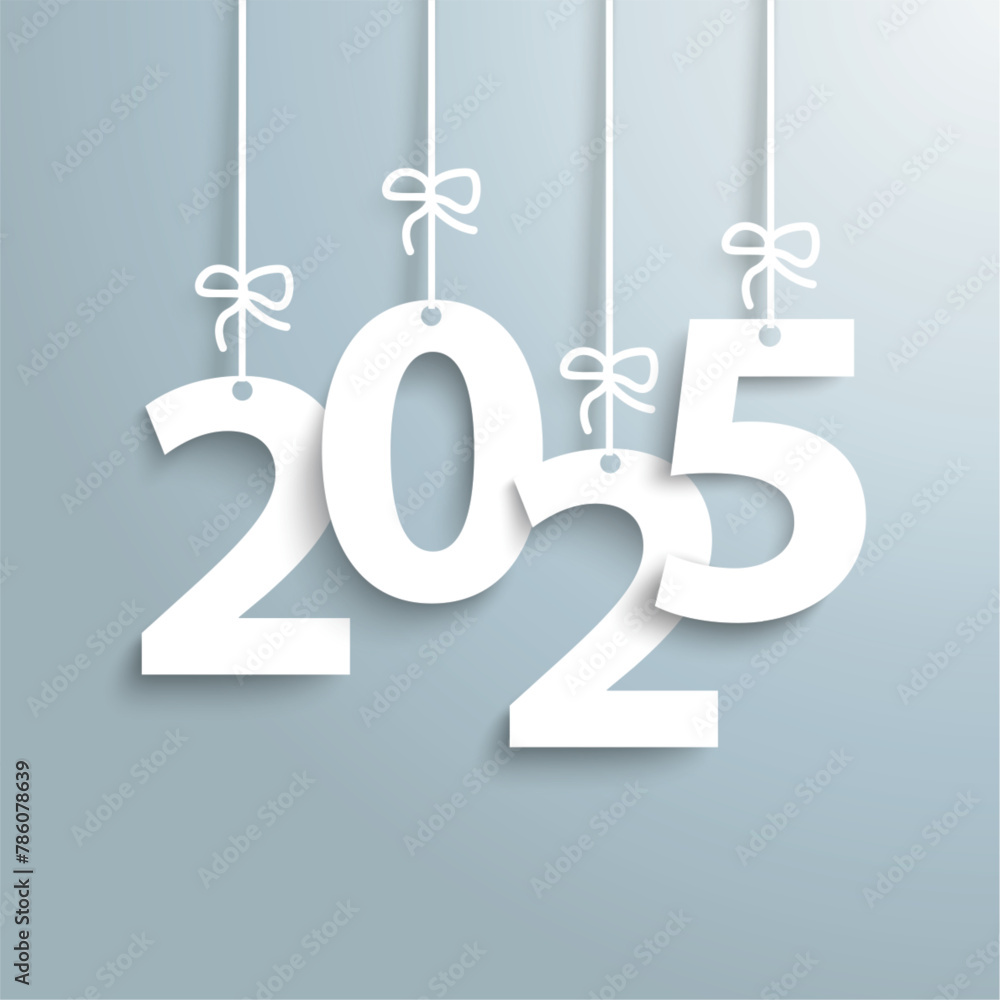 2025 Sticker als Zahlen auf einem grauen Hintergrund 2025 Sticker als Zahlen auf einem grauen Hintergrund