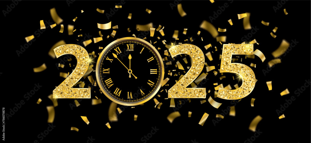 2025 Centre Clock Golden Confetti Black Header 2025 Centre Clock Golden Confetti Black Header