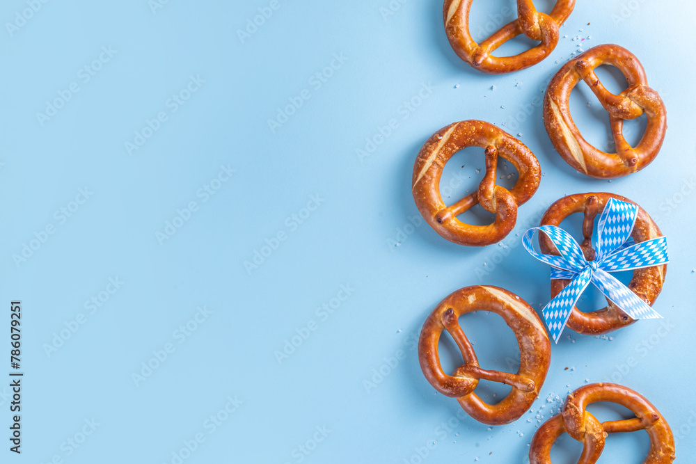 Oktoberfest background with bavarian pretzels Oktoberfest background with bavarian pretzels