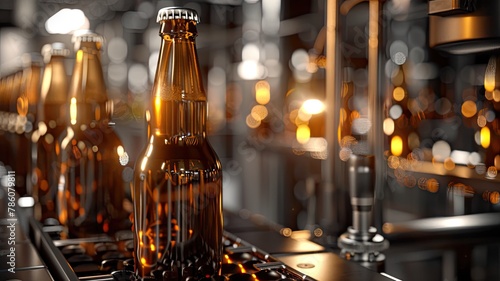 a bottling line for beer bottles, where machinery seamlessly fills and seals each bottle with efficiency and expertise.