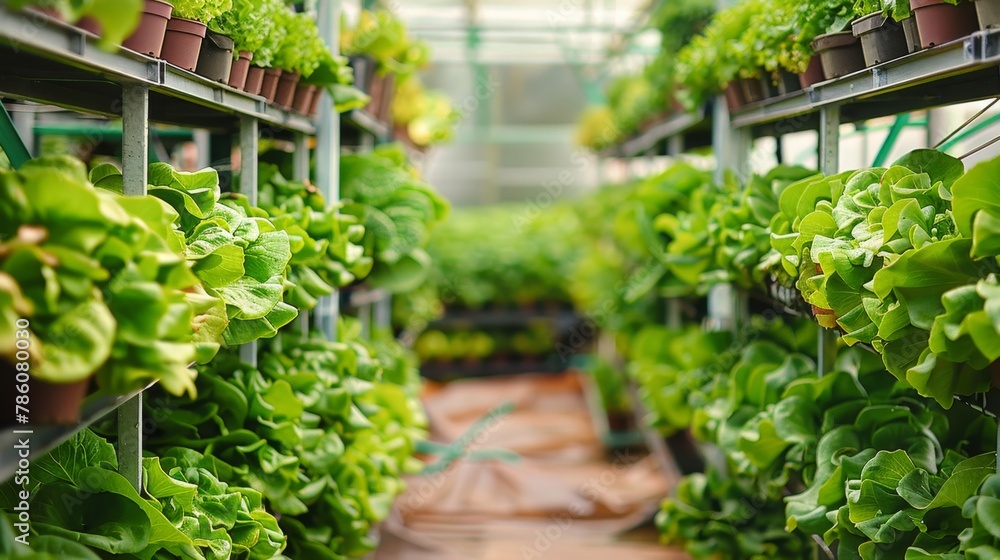Verdant rows of lettuce thrive in a sustainable indoor vertical farm, epitomizing modern agriculture's eco-conscious approach. Greenery flourishes, a testament to innovative farming practices.
Verdant rows of lettuce thrive in a sustainable indoor vertical farm, epitomizing modern agriculture's eco-conscious approach. Greenery flourishes, a testament to innovative farming practices.
