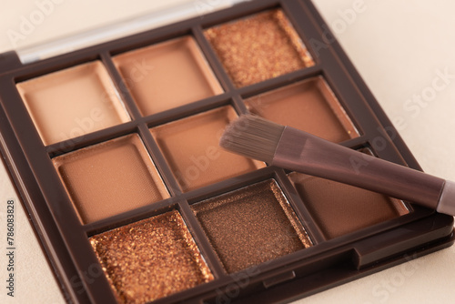 Make-up palette yey shadows cosmetics with brush. beauty product
