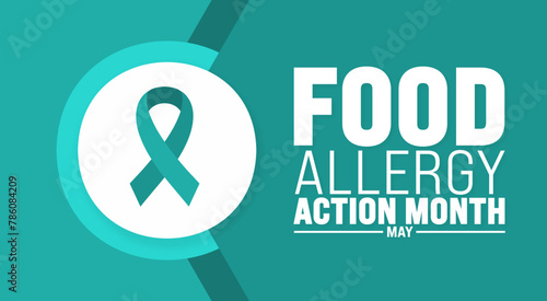 May is food allergy action month background template. Holiday concept. use to background, banner, placard, card, and poster design template with text inscription and standard color. vector