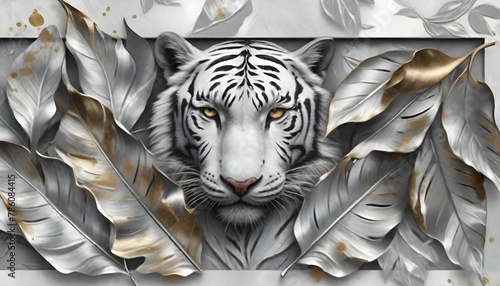 Tiger artistic marble effect illustration sculpture picture