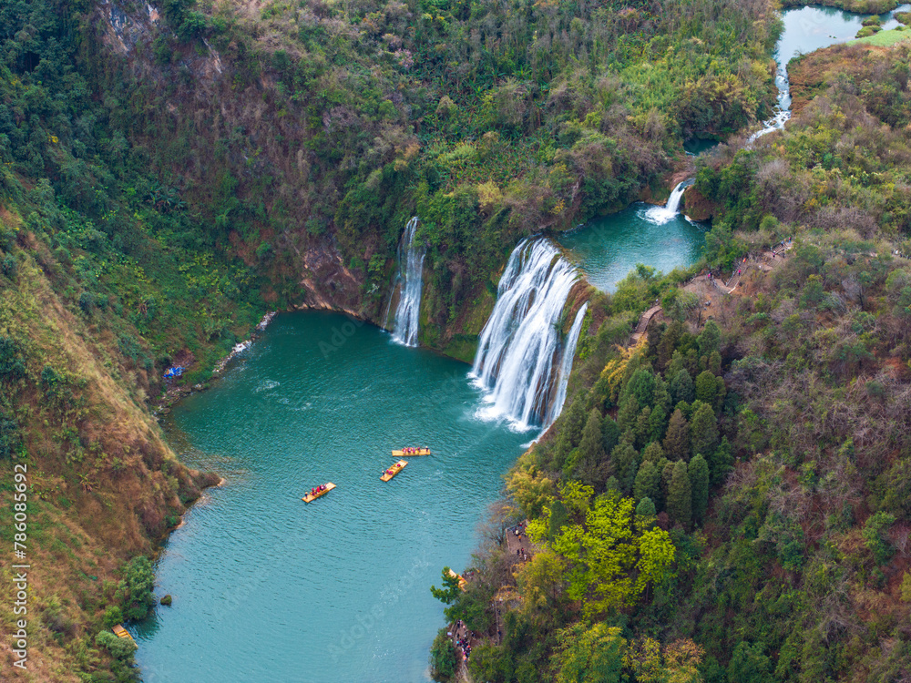 Aerial view of Jiulong waterfalls, Luoping county, Yunnan, China Aerial view of Jiulong waterfalls, Luoping county, Yunnan, China