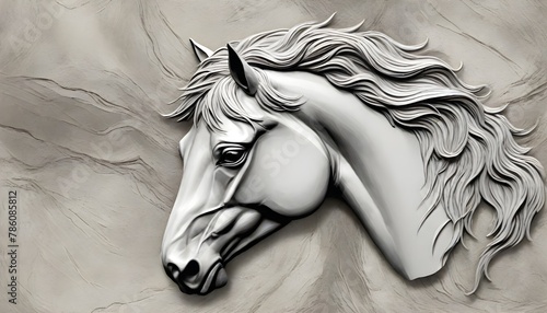 Horse artistic marble effect illustration sculpture picture
