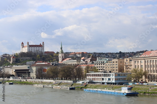 Photography Bratislava old town panoramic view from Danube river