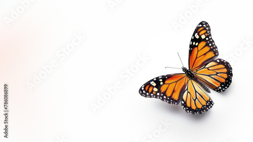 A stunning Monarch butterfly with open wings shown in full detail, symbolizing transformation and grace, isolated on a pristine white background