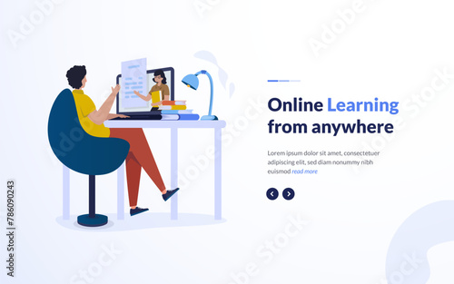 Online learning study education illustration design