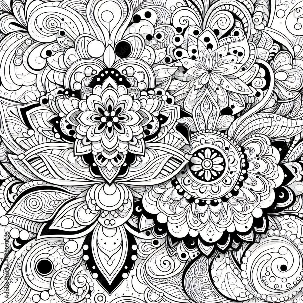 Fototapeta premium Zentagly is a black and white graphic ornament.