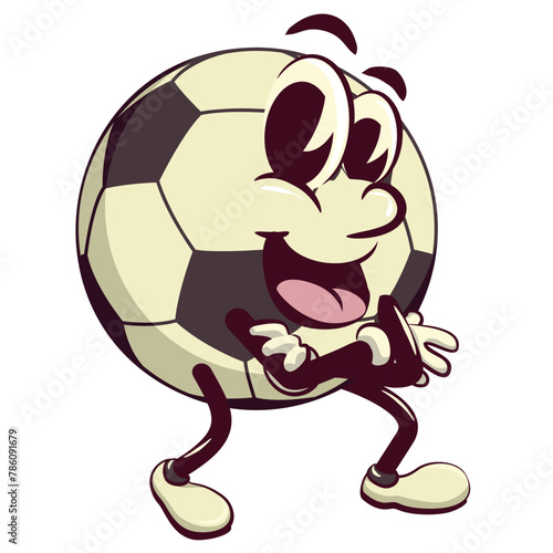 football soccer ball cartoon vector isolated clip art illustration mascot folding his arms calmly, vector work of hand drawn