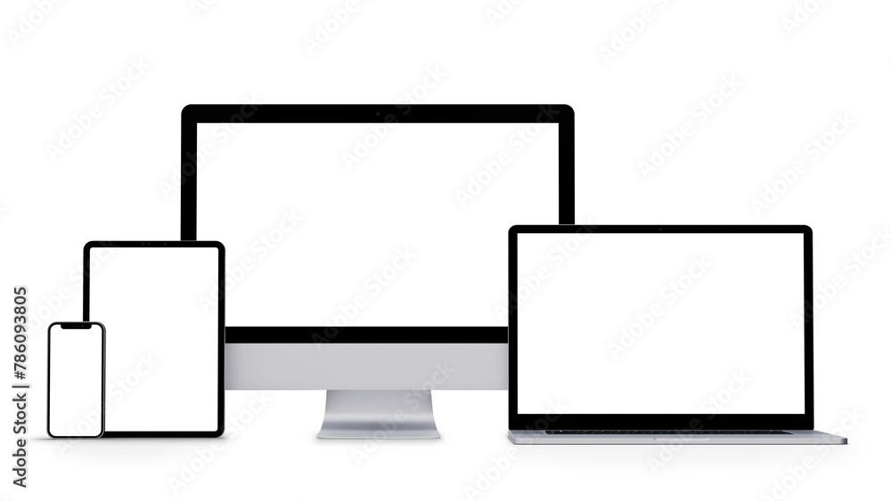 Laptop, Smartphone, Tablet and Monitor mockup isolated with transparent screen and shadows png Laptop, Smartphone, Tablet and Monitor mockup isolated with transparent screen and shadows png