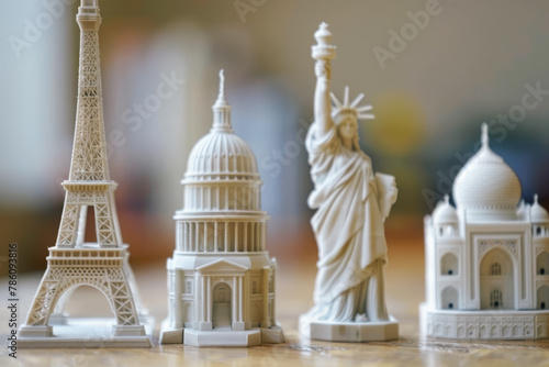 AI-generated illustration of tiny replicas of famous landmarks from around the world photo