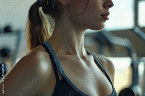 AI-generated illustration of a young woman in a sports bra
