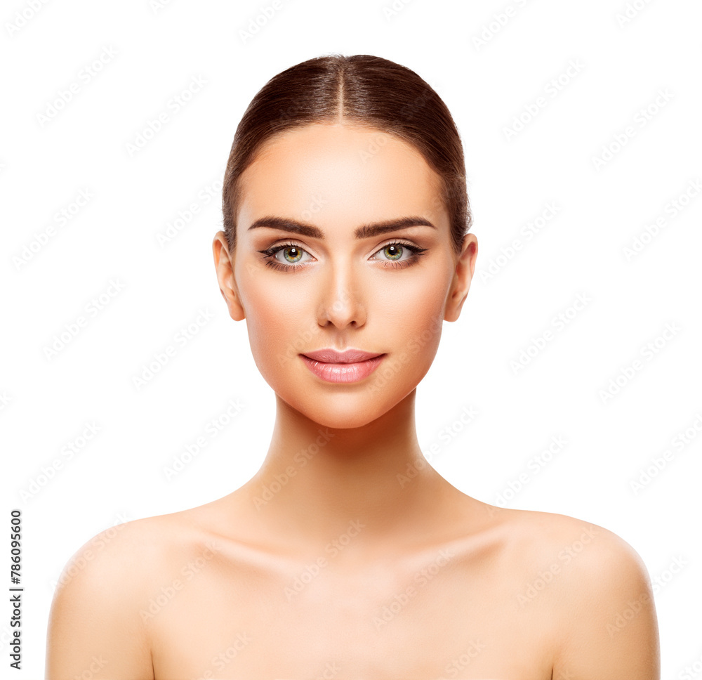 Beauty Model Face Skin Care. Beautiful Girl Portrait Full Lips over White. Woman Facial Treatment Cosmetics and Facelift Plastic Surgery. Spa Cosmetology Beauty Model Face Skin Care. Beautiful Girl Portrait Full Lips over White. Woman Facial Treatment Cosmetics and Facelift Plastic Surgery. Spa Cosmetology
