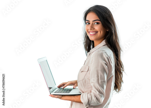 South American Woman with Laptop photo