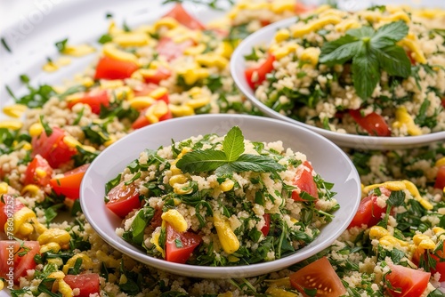 Lebanese parsley tabbouleh with tomato and cous cous