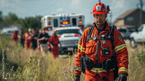 In a disaster preparedness drill emergency medical responders participate in medical training exercises that simulate mass casualty incidents and natural disasters photo