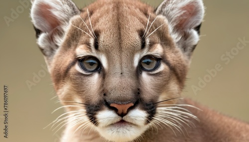 Portrait baby cougar, mountain lion or puma