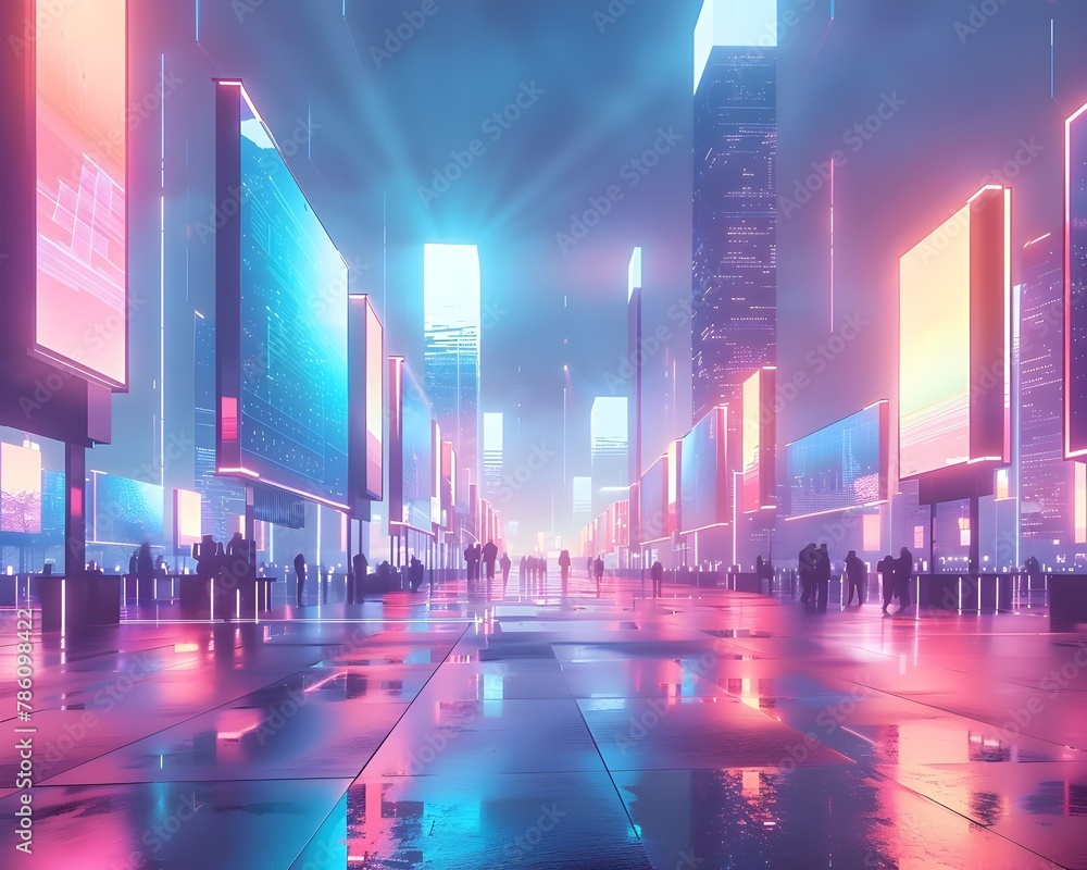 Futuristic Neon Lit Business Plaza A Digital Hub for Entrepreneurs to Connect and Innovate Futuristic Neon Lit Business Plaza A Digital Hub for Entrepreneurs to Connect and Innovate