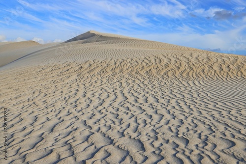 Aerial shot of sand dunes in the White Sands National Park in New Mexico, United States.