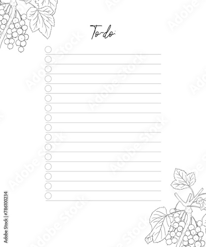 Wallpaper Mural Blank elegant to-do list. Hand-drawn floral design. Vector line art. Torontodigital.ca