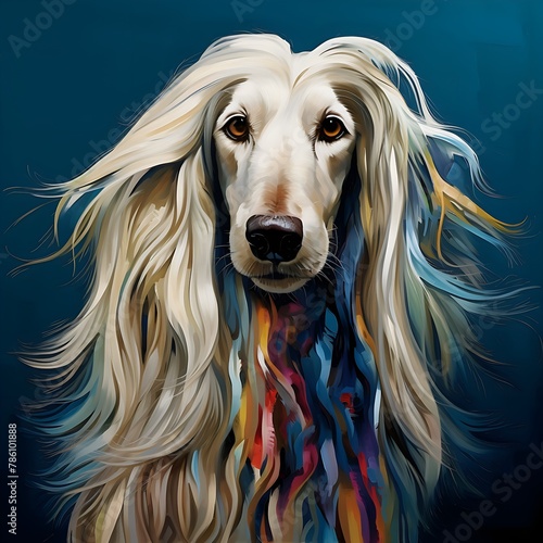 AI generated illustration of a painting of a long-haired dog