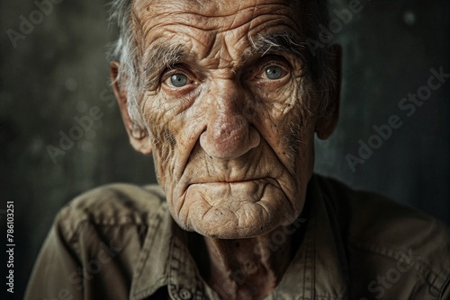 Portrait of an elderly man with blue eyes  AI-generated.