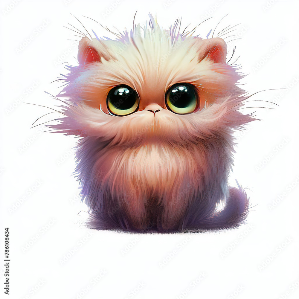 Obraz premium 3D furry forest animal with beautiful colors and white background. with Generative AI technology