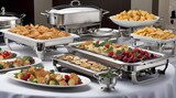 Buffet setup and catering supplies. Serving ware and Chafing dishes. Restaurant supply stores, event coordinators, and caterers