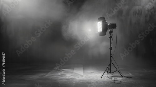 Abstract background with a studio spotlight in grey light photo