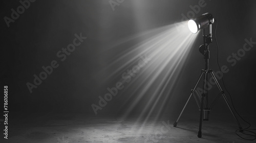 Abstract background with a studio spotlight in grey light