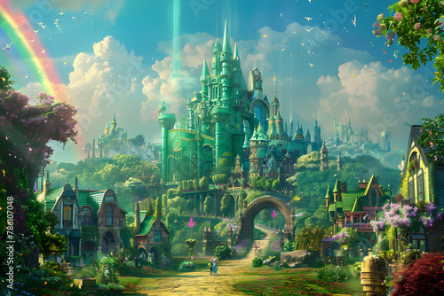 Incredible View of the Emerald City and its Inhabitants in the Enchanting Land of Oz