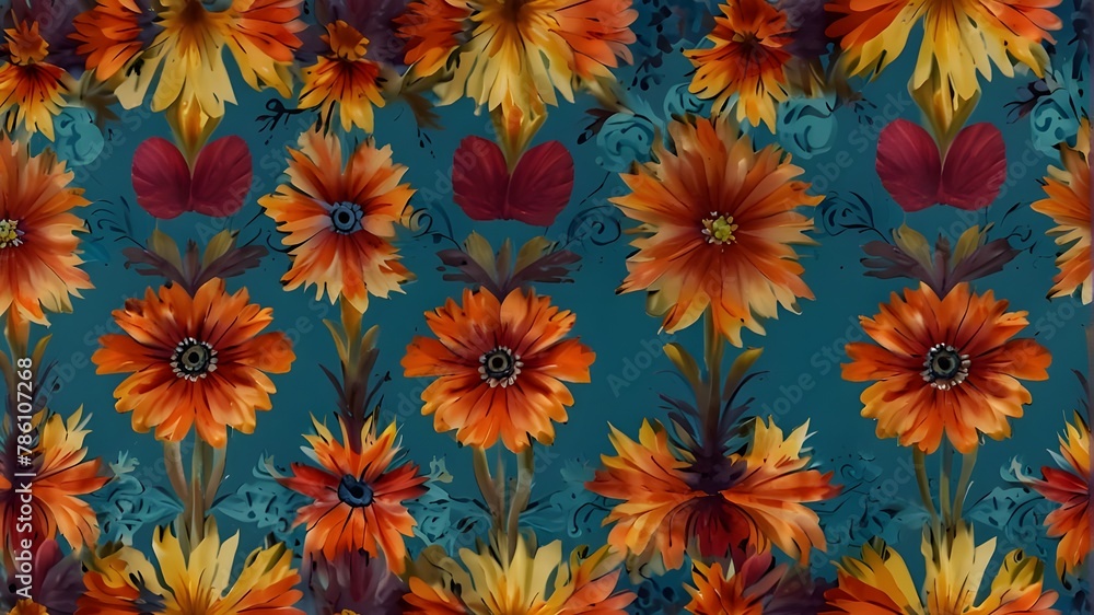 floral background Beautiful flowers with a vibrant pattern that flows seamlessly