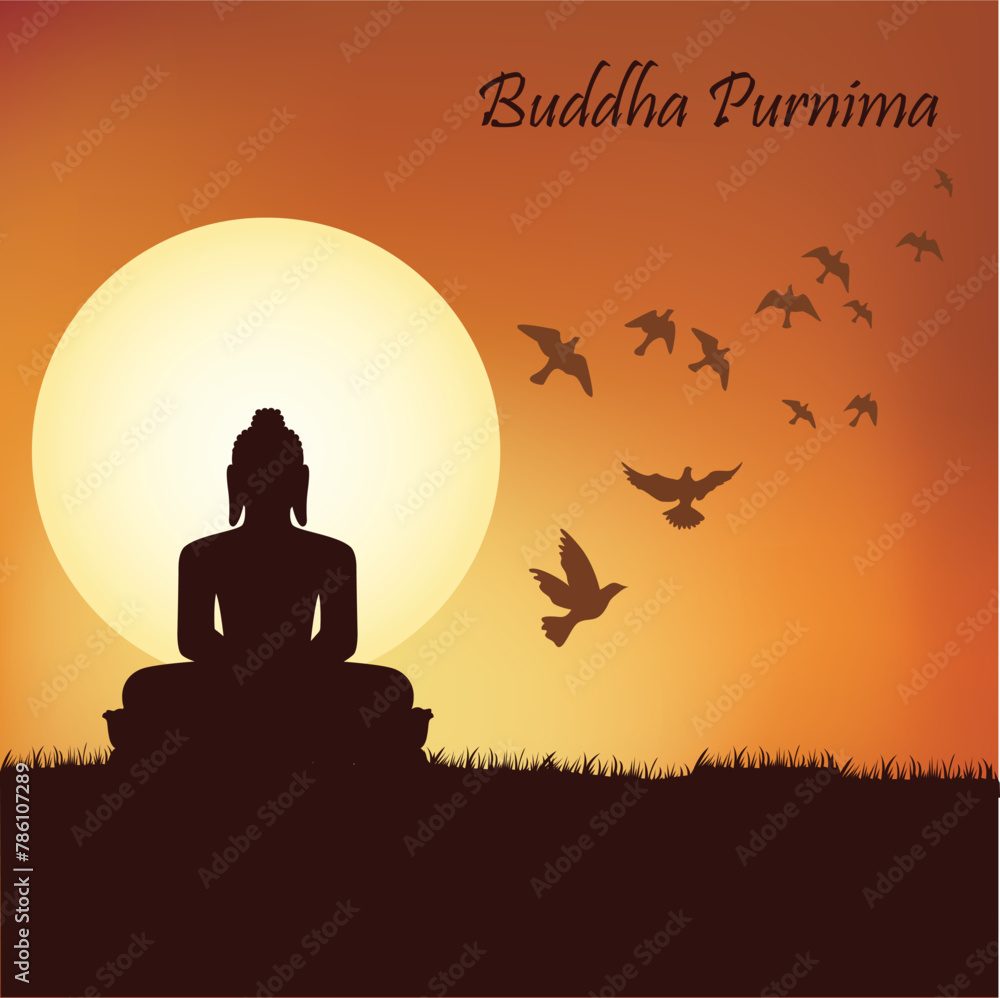Buddha Purnima poster with background and full moon 