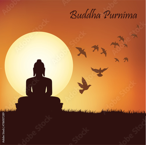 Buddha Purnima poster with background and full moon 