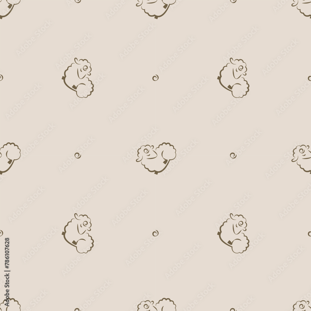 seamless animalistic pattern with  lambs, stylized images, vector