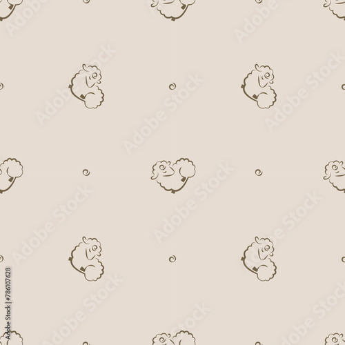 seamless animalistic pattern with  lambs, stylized images, vector