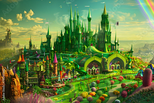 Incredible View of the Emerald City and its Inhabitants in the Enchanting Land of Oz
