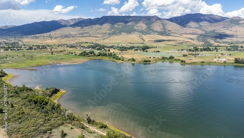 Bird's-eye view of Pineview Reservoir in Utah