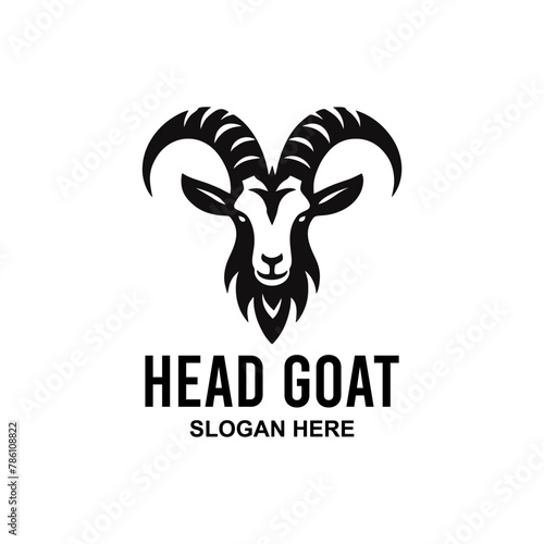 silhouette logo of head goat, vector design premium